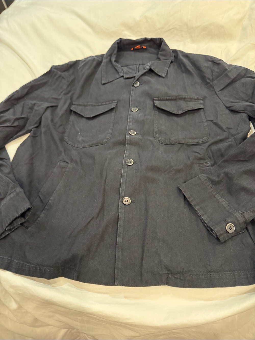 Barena Men's Dark Navy Button-Up Utility Jacket,Italian Size 56 Or American 46